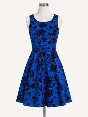 Jodi Kristopher Fit & Flare Formal Blue/Black Sz 3Jr Fitted Waist Band EUC
